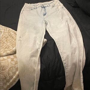 Women's Casual Light Blue Distressed Flare Jeans